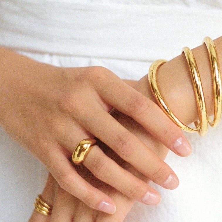 Monica Vinader Deia Dome Ring Gold Size 6.5